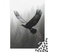 70x50cm/1000pcs 1000 Piece Jigsaw, Eagle Soaring through Misty Forest, Festive Present
