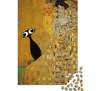70x50cm/1000pcs 1000 Piece Jigsaw, Gustav Klimt Black Cat Portrait, Winter Gift
