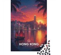 70x50cm/1000pcs 1000 Piece Jigsaw, Hong Kong Skyline at Sunset, Festive Present