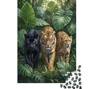70x50cm/1000pcs 1000 Piece Jigsaw, Jungle Trio Panther, Tiger, Cheetah