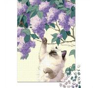 70x50cm/1000pcs 1000 Piece Jigsaw, Kitten Reaching for Lilacs, Winter Gift | For mindful downtime without a screen, this adult jigsaw puzzle with 1000 pieces fits calm indoor leisure.