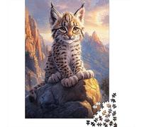 70x50cm/1000pcs 1000 Piece Jigsaw, Lynx Kitten on Mountaintop, Festive Present