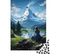 70x50cm/1000pcs 1000 Piece Jigsaw, Mountain Serenity A Woman's Journey to Nature's Embrace