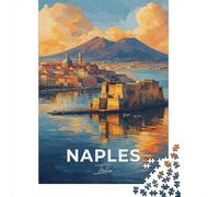 70x50cm/1000pcs 1000 Piece Jigsaw, Naples Italy Cityscape with Mount Vesuvius, New Year Gift