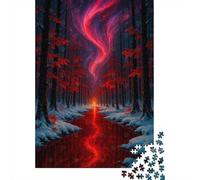 70x50cm/1000pcs 1000 Piece Jigsaw, Red Aurora Forest, Festive Gift