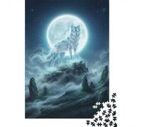 70x50cm/1000pcs 1000 Piece Jigsaw, Spirit Wolf Under The Moon | For puzzle time at home, this adult jigsaw puzzle with 1000 pieces turns free time into a focused activity.