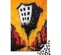 70x50cm/1000pcs 1000 Piece Jigsaw, The Floating Abyss - Expressionist Surreal Cityscape, Festive Gift