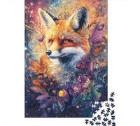70x50cm/1000pcs 1000 Piece Jigsaw, Whimsical Fox with Flowers And Berries - Vibrant Digital Airbrush Art