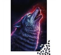 70x50cm/1000pcs 1000 Piece Jigsaw, Wolf Howling at The Stars, Festive Gift