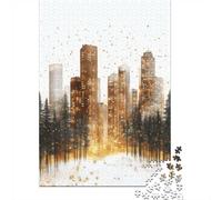 70x50cm/1000pcs, 1000 Piece Paper Puzzle, Cityscape with Golden Lights