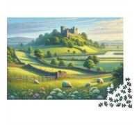 70x50cm/1000pcs, Classic Jigsaw for Adults, 1000 Pieces, Castle on Hillside with Pastoral Landscape