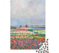 70x50cm/1000pcs, Classic Jigsaw Puzzle, 1000 Pieces, Claude Monet Bulbfield