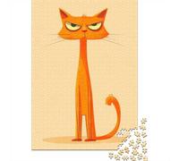 70x50cm/1000pcs, Classic Jigsaw Puzzle, 1000 Pieces, Grumpy Orange Cat
