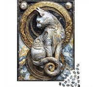 70x50cm/1000pcs, Classic Jigsaw Puzzle, 1000 Pieces, Ornate Cat Sculpture