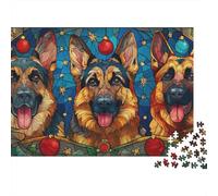 70x50cm 1000pcs German Shepherd Stained Glass Jigsaw Puzzle, 1000 Piece