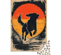 70x50cm 1000pcs Golden Retriever Silhouette Jigsaw Puzzle, 1000 Piece | For a calm home hobby: Adult jigsaw puzzle with 1000 pieces adds a patient, piece-by-piece challenge to free time.