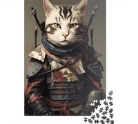 70x50cm/1000pcs, Jigsaw for Adults, 1000 Pieces, Cat Warrior Armor Swords