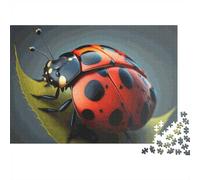 70x50cm/1000pcs, Jigsaw for Adults, 1000 Pieces, Red Ladybug Green Leaf