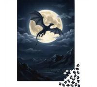 70x50cm/1000pcs, Paper Puzzle, 1000 Pieces, Dragon Flight Under Moonlight