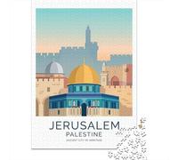 70x50cm/1000pcs, Paper Puzzle, 1000 Pieces, Jerusalem Palestine Cityscape Poster