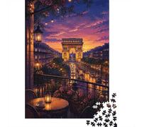 70x50cm/1000pcs, Paper Puzzle, 1000 Pieces, Paris Balcony Sunset Traffic