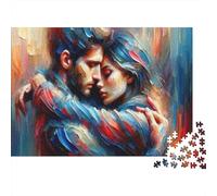 70x50cm/1000pcs, Paper Puzzle, 1000 Pieces, Romantic Couple Hugging Painting