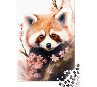 70x50cm/1000pcs, Picture Puzzle, 1000 Pieces, Cherry Blossom Red Panda
