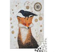 70x50cm/1000pcs, Picture Puzzle, 1000 Pieces, Gustav Klimt Fox And Raven