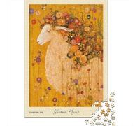 70x50cm/1000pcs, Picture Puzzle, 1000 Pieces, Gustav Klimt Sheep Floral