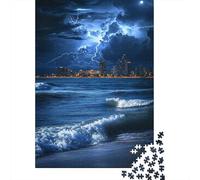 70x50cm 1000pcs Stormy Night by The Sea Jigsaw Puzzle, 1000 Piece