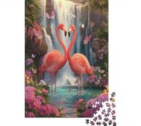 70x50cm/1000pcsPuzzles, Puzzles Für Erwachsene Und Teenager Beautiful Flamingo - Magnificent Waterfall