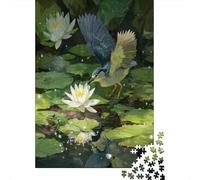 70x50cm/1000pcsPuzzles, Puzzles Für Erwachsene Und Teenager Bird, Water Lily, Small Frog