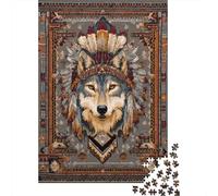 70x50cm/1000pcsPuzzles, Puzzles Für Erwachsene Und Teenager Wolf Wearing A Native American Feather Headdress