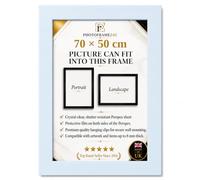 70x50cm - 700x500mm White Picture Frame for Wall Mount | Wood Effect Photo Frame with Clear Perspex glass | Portrait or Landscape Frame for Posters, Certificates, Puzzles & Home Décor