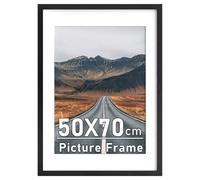 70x50cm Picture Frame with Mount, Black 50x70cm Photo Frames, Poster Frame with Safe Perspex Front, Wall Mounting