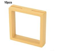 70x70mm Coin Frame Plastic 3D Floating Display Holder for Collecting Medals Stamps Jewelry Casino Chips and Other Souvenirs Pack of 10 (light yellow)