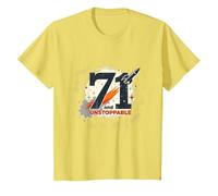 71 and Unstoppable Birthday Gift - Retro Space Theme T-Shirt, Kids, Lemon, 6 Years
