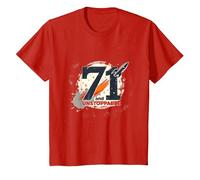 71 and Unstoppable Birthday Gift - Retro Space Theme T-Shirt, Kids, Red, 4 Years