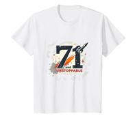71 and Unstoppable Birthday Gift - Retro Space Theme T-Shirt, Kids, White, 4 Years