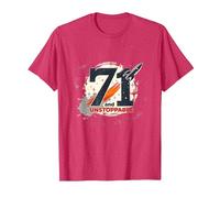 71 and Unstoppable Birthday Gift - Retro Space Theme T-Shirt, Men, Red Heather, XL