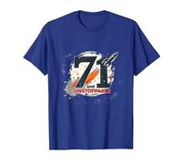 71 and Unstoppable Birthday Gift - Retro Space Theme T-Shirt, Men, Royal Blue, M