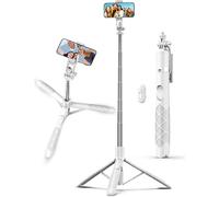 71" Cell Phone Selfie Stick Tripod, Smartphone Tripod Stand with Remote, Extendable Travel Phone Tripods Compatible with iPhone 15/14/13 Pro Max/Android/Camera/Gopro (White)