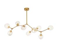 71" Glass Ball Branches Chandelier,E26 Sputnik Chandelier Adjustable Height, 8-Lights Mid Century Globe Pendant Light,Hand Blow Metal Light Fixtures Gradient Soot,Amber,Black 5-Lig