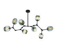 71" Glass Ball Branches Chandelier,E26 Sputnik Chandelier Adjustable Height, 8-Lights Mid Century Globe Pendant Light,Hand Blow Metal Light Fixtures Gradient Soot,Amber,Black 5-Lig