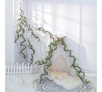 71 Inch Bendable Artificial Tree Vines Twine Branches Moss Greenery Plants Reptile Climbing Garland Twigs for Outdoor Camping Garden Wall Pipes Hanging Halloween Christmas Yules Decoration