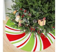 71 Inch Peppermint Candy Swirl Stripe Christmas Tree Skirt - Extra Large Size Red White Green Mat for Xmas Holiday Home Party & Rustic Farmhouse Decor