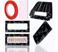 71 Pcs Empty Press on Nails Packaging Box Set 35 Pcs Empty Nail Package Box Set 35 Pcs White Background Papers and 1 Double Sided Tape for Press on Nail Business