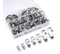 71 Pcs Hose Clips Adjustable 8-38mm Range,Jubilee Clips Assorted | Stainless Steel Hose Clamps Assorted Kit, Pipe Clips Assortment, 7 Sizes Tube Clamps, with Screwdriver & Storage Case