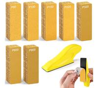 71 PCS Mini Detail Sanding Kit, 60-800 Grit Hook and Loop Sandpaper | with Hand Sanding Block for Tight Narrow Spaces, Wood, Auto, Metal, Glass, Resin, Crafts, DIY