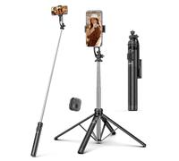 71" Phone Tripod & Selfie Stick,QIRITA Integrated Extendable Quadrapod for Smartphone, Stability on Four Axes, Portable Travel Tripod Stand with Remote Control for iPhone, Android, Camera&GoPro